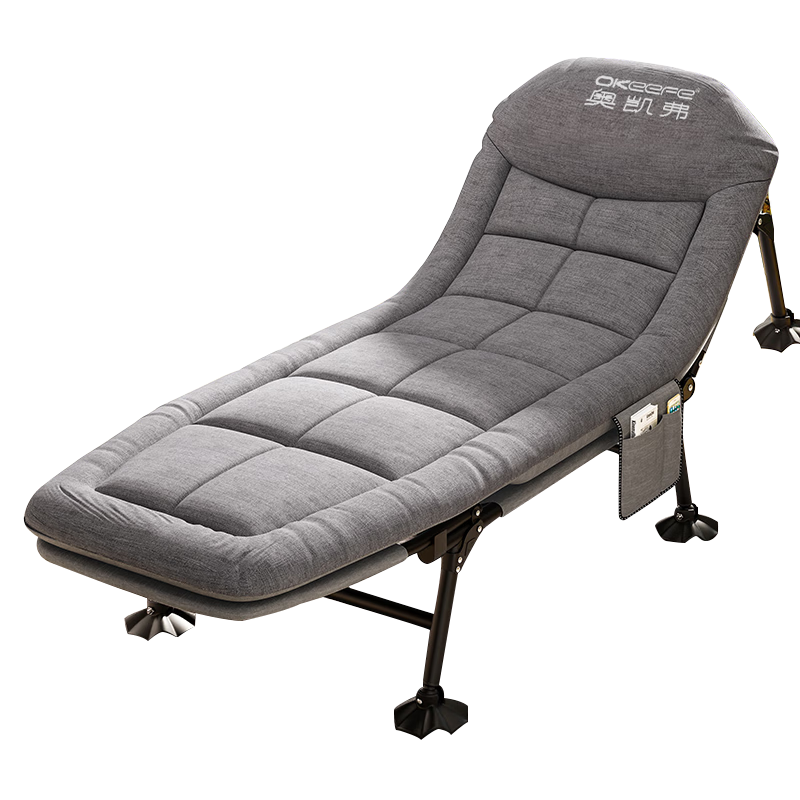 OKeefe Folding Bed Lounger Nap Bed Single Accompanying Care Bed Multifunctional Portable Camping Bed Office Nap Bed High-End Gray