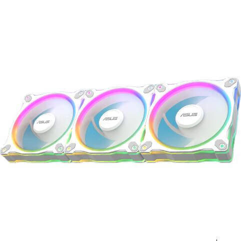 ASUS PRIME MR120 ARGB White Anti-Rotor Chassis Fan Triple Pack, 28mm Thick Blade Frame, Low Noise, Dual-Sided Colorful ARGB Lighting Effects, LED Light Beads Array