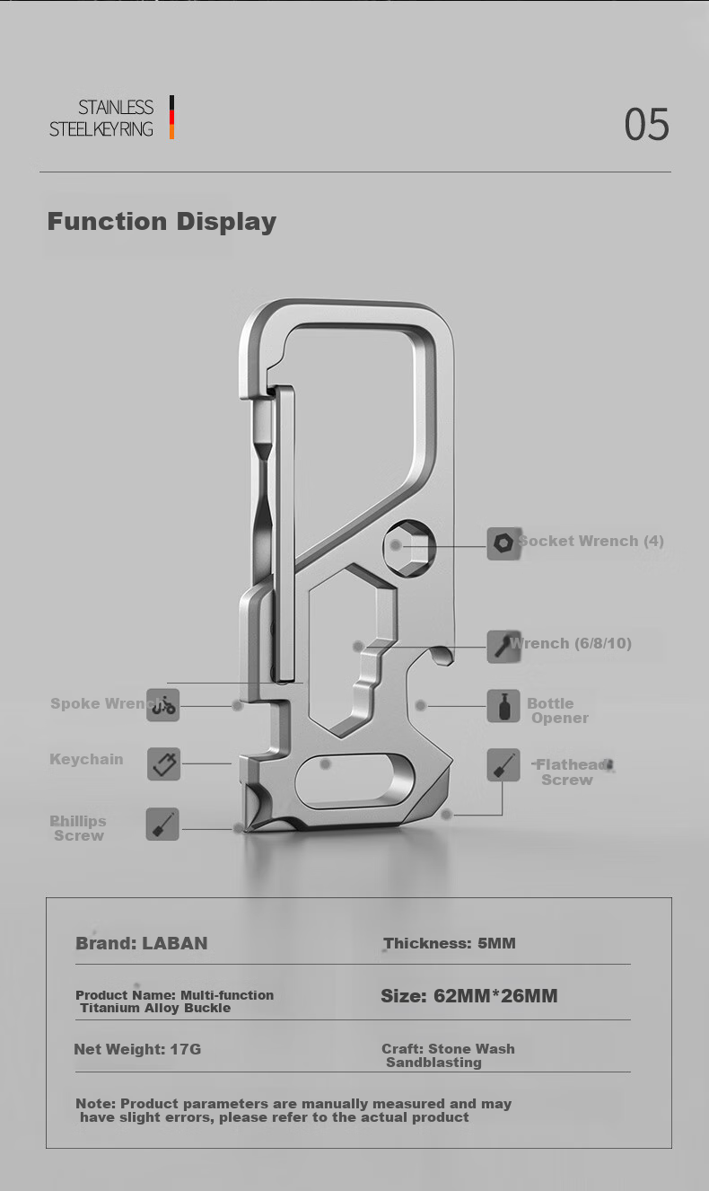 Laiben Titanium Alloy Car Keychain with Folding Knife for Men, Portable Multi-Functional Key Ring, Self-Defense Tool 7