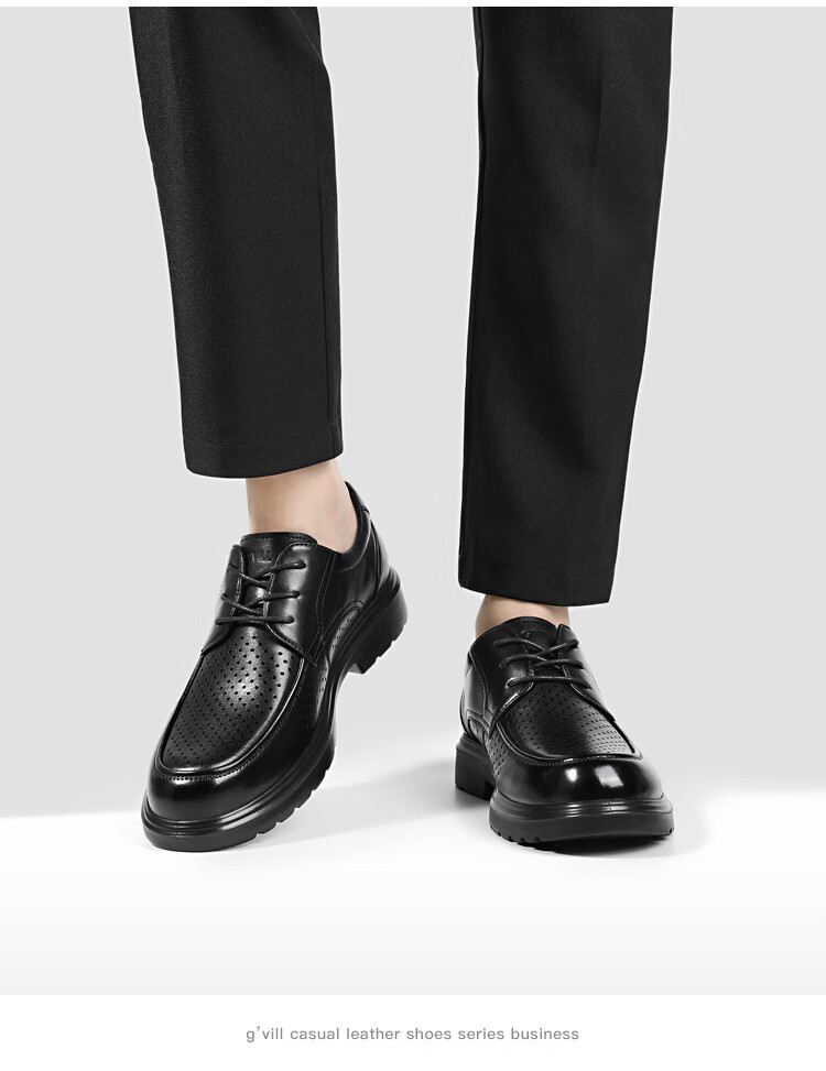 Guizhibu Men's Leather Shoes, Dress Shoes, Business Formal Wear, Genuine Top-Grain Cowhide, 2026 New Style Casual Wedding British Derby Shoes 10