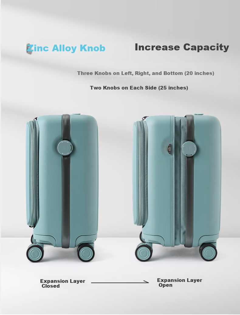 CROWN Large Capacity Aluminum Frame Suitcase Trolley Case 5308 Iron Gray Zipper 20-Inch Carry-On Expandable by 18% 6