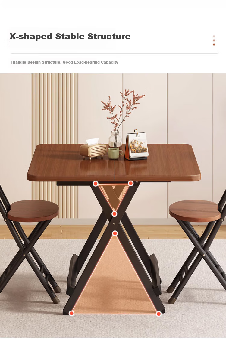 Jingcai Folding Dining Table, Small Outdoor Table for Mahjong, Home Study Desk, Square Table JDZ17, Walnut Color, 70cm Wide 3