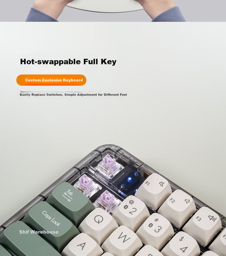 ASUS Jelly 75 Three-Mode Wireless 75% Mechanical Keyboard Full Hot-Swappable Gasket Structure Quiet Keys macOS Compatible Office Keyboard Wilderness Orange 8