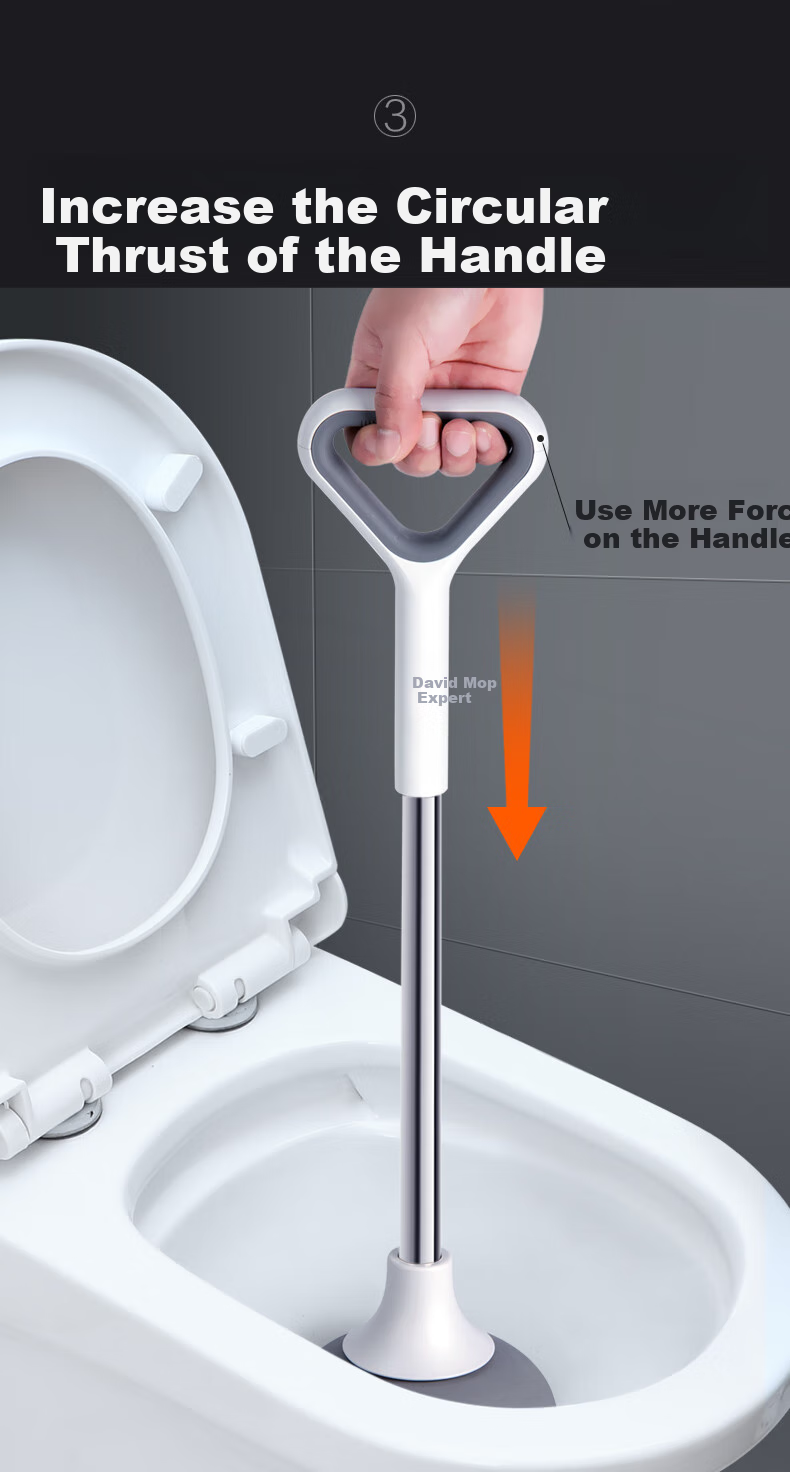 Dawei Toilet Plunger High-Quality Rubber Plunger Clog Remover for Bathroom Pipes, Powerful Suction Drain Cleaner Tool with Suction Cup H6 4