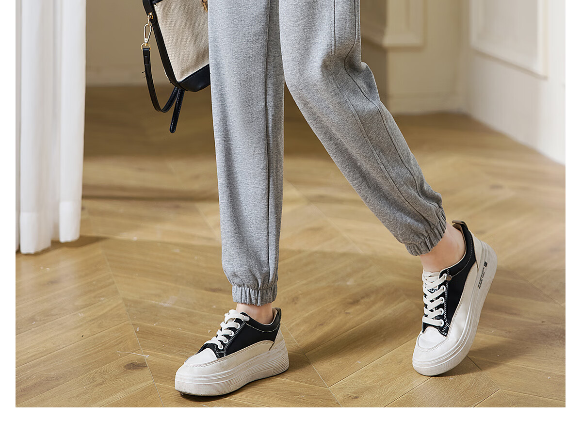 Chushen Women's Casual Pants with Elastic Waist, Versatile Slimming Effect, Pockets, Casual Tapered Leg Sweatpants Sports Pants S143K2006 18