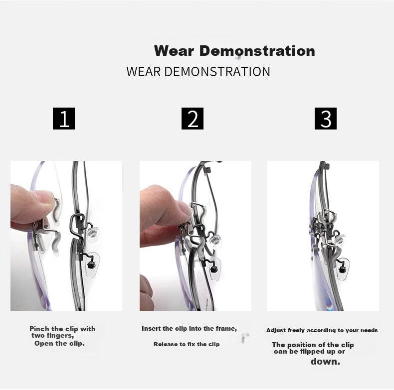 Lianshang Anti-Blue Light Reading Glasses for Nearsightedness, Flip-Up Clip-On Style, High Definition, Portable, 200 Degrees 8