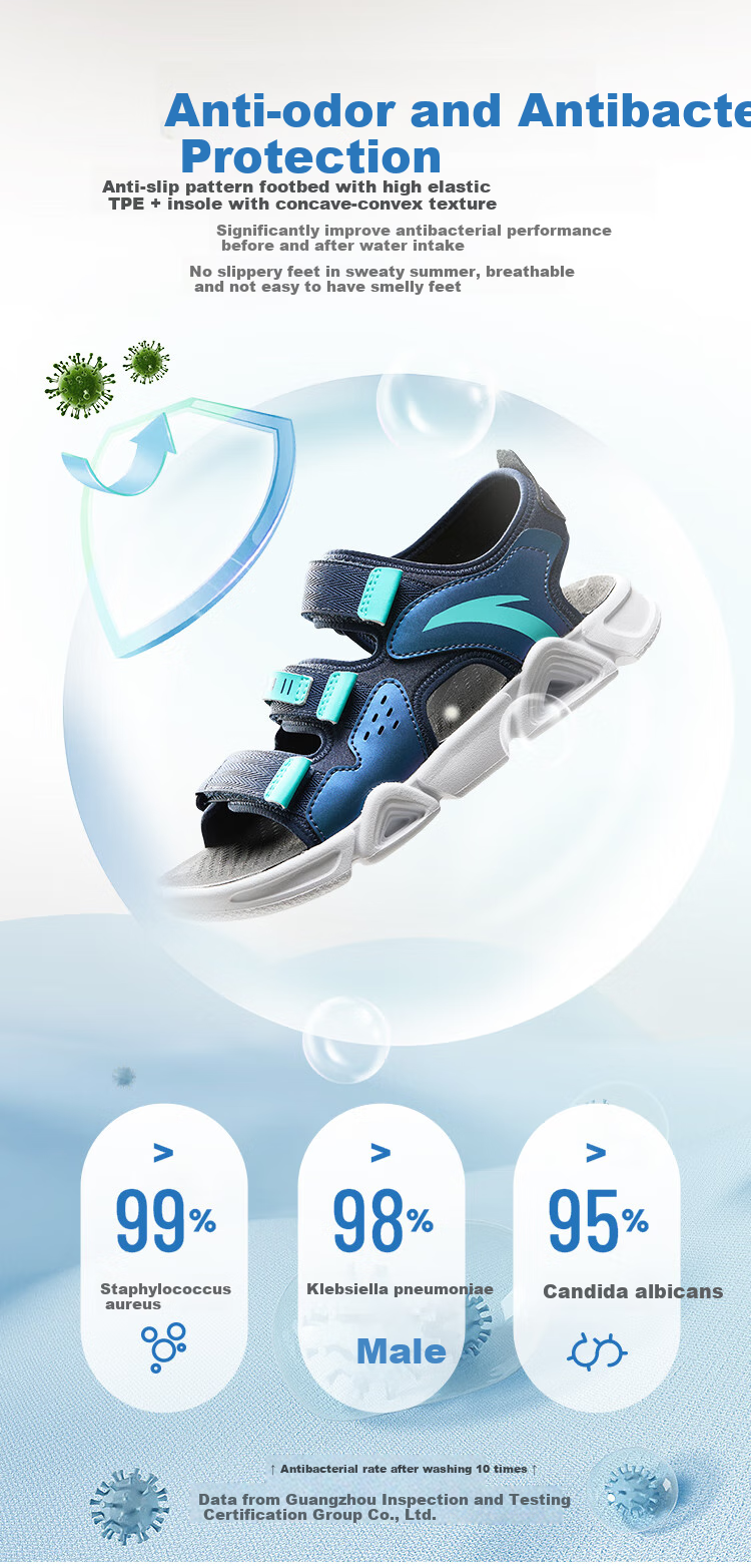 Anta Kids Sports Sandals Girls Big Kids Summer Breathable Velcro Open Toe Beach Shoes A22326962J 14