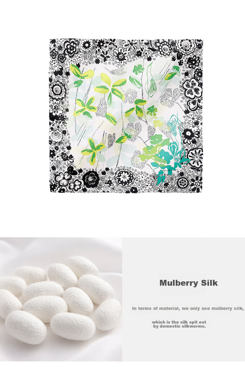 MARJA KURKI Mid-Autumn Festival Gift, 100% Mulberry Silk Scarf, Mother's Silk Scarf, Ladies Gift Box Set, Everything for You Black 11