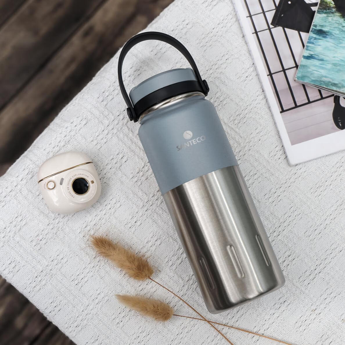 SANDIGU Insulated Stainless Steel Travel Mug Portable Student Thermos Cup Moss Green