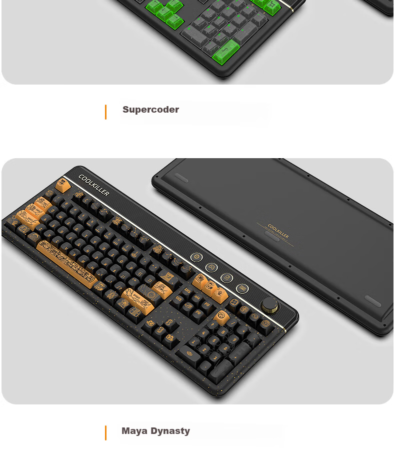 CoolKiller CK108 Mechanical Keyboard, Wireless Bluetooth Tri-Mode Gaming E-Sports Customizable RGB Retro Magnetic Switch Clicky Switch for Home Use 6