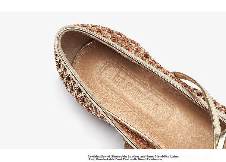 Le Saunda 2025 New Chunky Heel Hollow Sandals, Ballet Flats, Mary Jane Shoes for Women 20901, Dreamy Silver SVF, Size 36 7