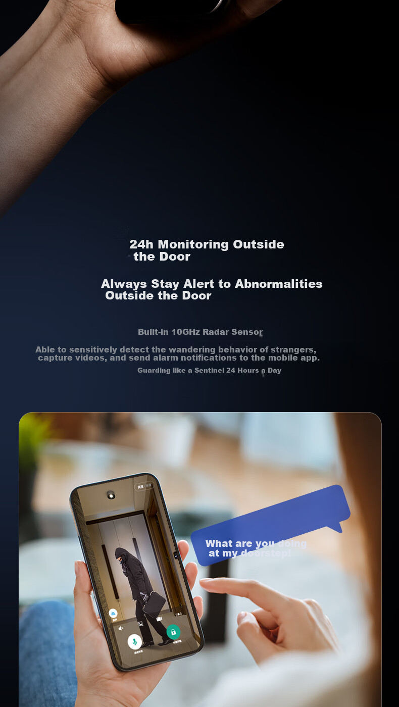 VOC Smart Lock with Palm Vein And Facial Recognition, Dual Camera Door Lock for Home Use, Fingerprint Lock, Electronic Password Lock T10Plus S 12