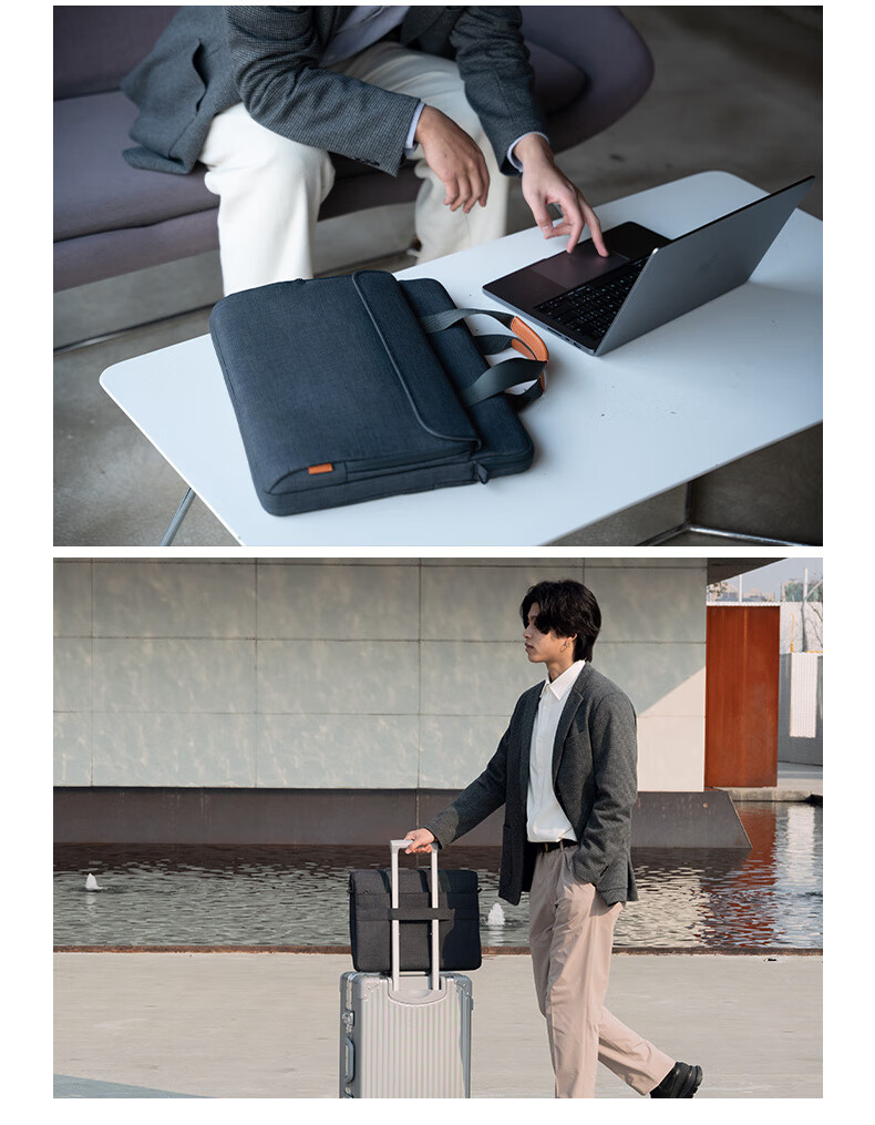 Inateck Laptop Bag Handheld Notebook Shoulder Bag for Apple Huawei Lenovo Xiaoxin Hand Carry - Gray 13.3 Inch 17