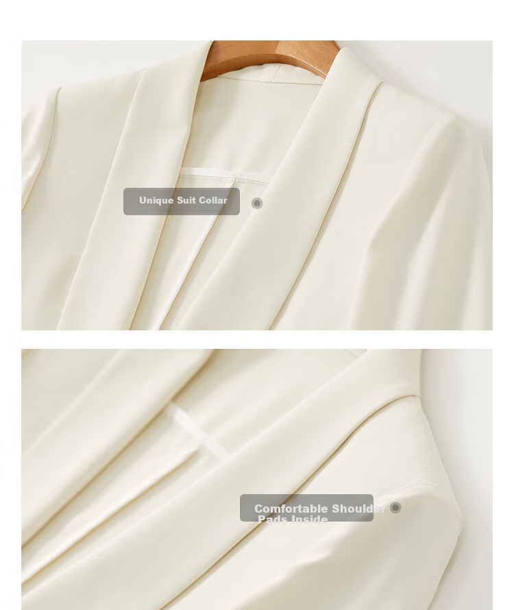Sentubila Autumn Premium Women's Blazer with Shoulder Pads, Professional Commuter Style, Casual Petite Short Suit, Apricot, Size S 24