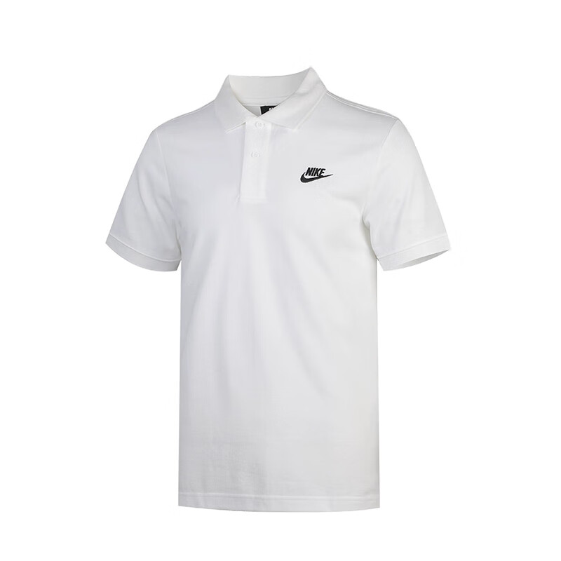 NIKE Spring And Summer Men's Short-Sleeve T-Shirt, Polo Shirt, Pure Cotton, Sports Casual, CJ4457-100, White, XL