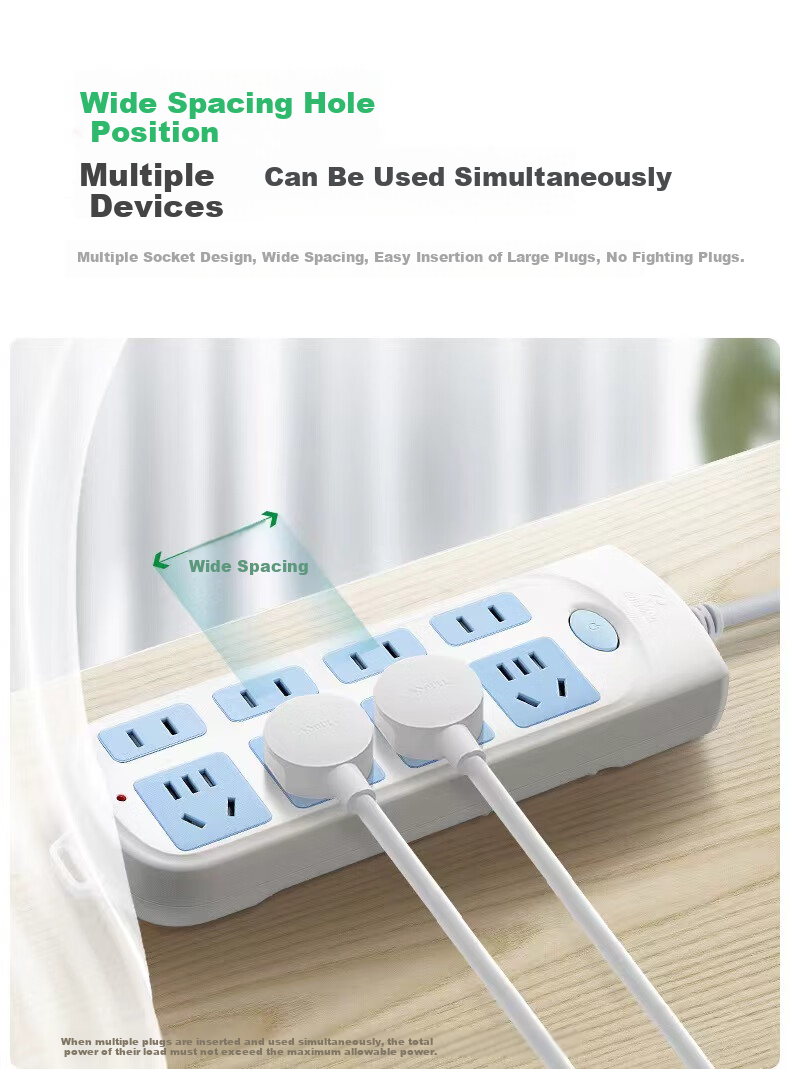 BULL Eight-Slot Two-To Multi-Outlet GN-610, 3-Meter New National Standard Power Strip, Master Switch Socket, Extension Cord Reel Socket, Surface-Mounted Multi-Outlet Socket 4