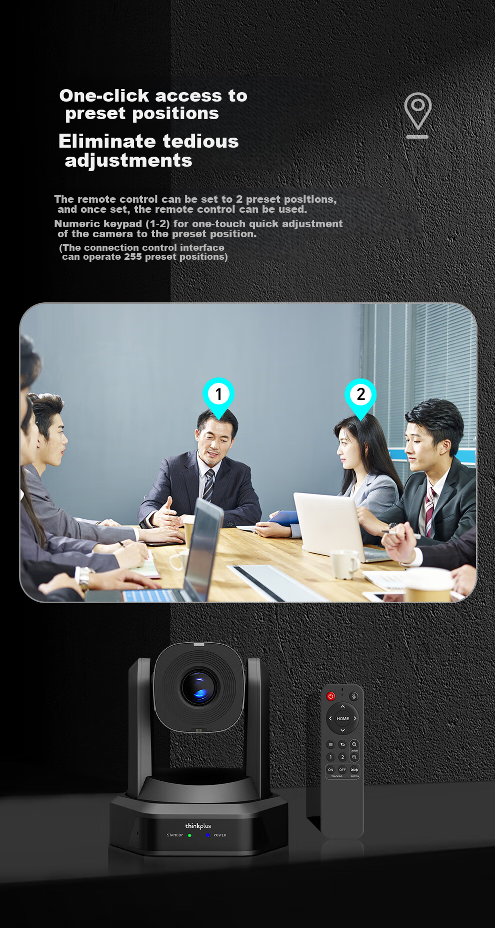 Lenovo ThinkPlus Video Conference Camera with Microphone And Pan-Tilt Zoom, 1080P HD, 10x Optical Zoom, AI Tracking Auto Focus YT-HD18S 7