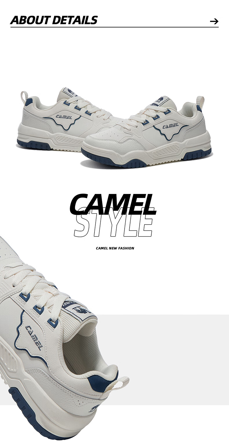 CAMEL Icebreaker 2.0 Men's Sports Shoes, Casual Wear-Resistant Low-Top Sneakers X14C09L7639S Ivory White/gray 41 16