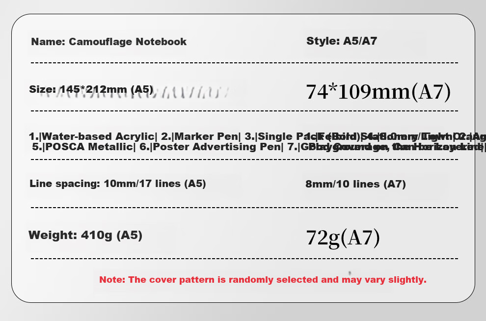 Jiaranheng A5 Jungle Camouflage Notebook, Oxford Cloth Thickened Journal, 96 Sheets 192 Pages, Outdoor Training Record Book, Soldier Education Study Meeting Record Book, Customizable 7