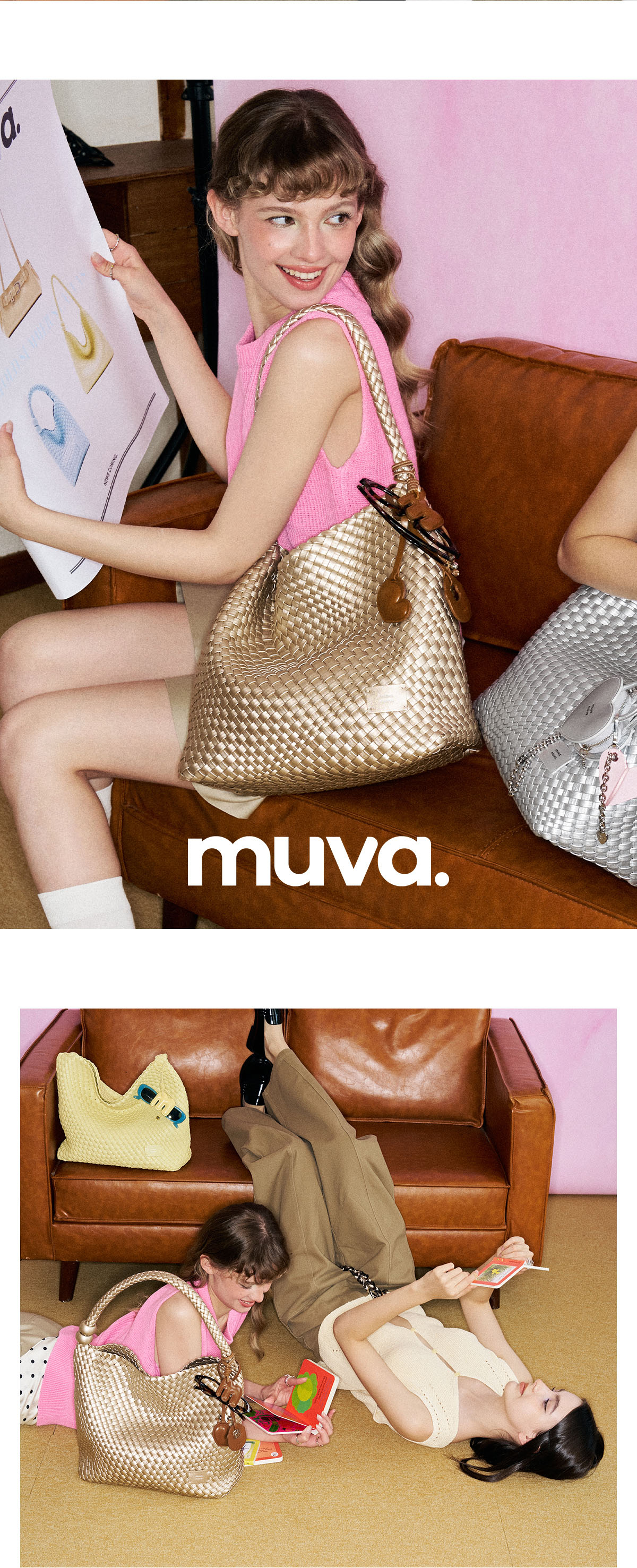 MUVA Pearl Knit Bag, Large Capacity Tote Bag for Commuting And Beach Vacation, Shoulder Bag, New Style Birthday Gift, Champagne Gold 3