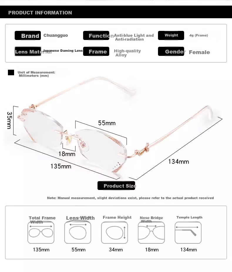 Chuangguo Japanese Imported Reading Glasses for Women, High-Definition Anti-Blue Light Genuine Premium First-Line Brand High-Definition Sold by JD Name Brand 16