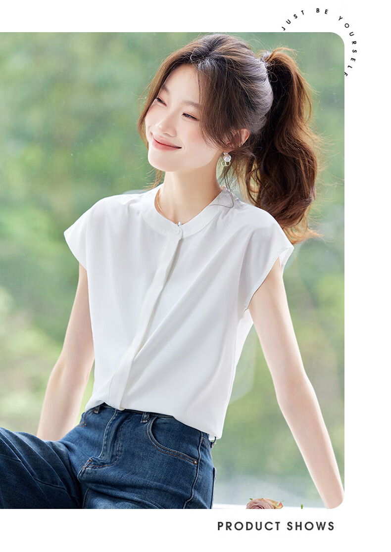 Jeanswest Women's Orange Round Neck Short Sleeve Cardigan Shirt Summer Elegant High-Quality Commuter Versatile Top 2XL 11