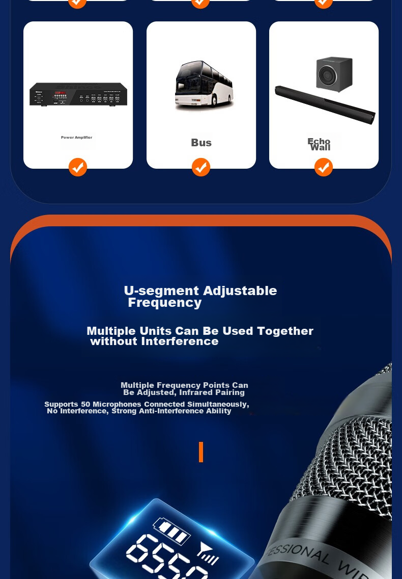 SANSUI Wireless Microphone System with Anti-Howl Connection for Home, Outdoor, Host Meetings, Live Streaming, And Teaching - Versatile Universal Microphone K39 One-To 16