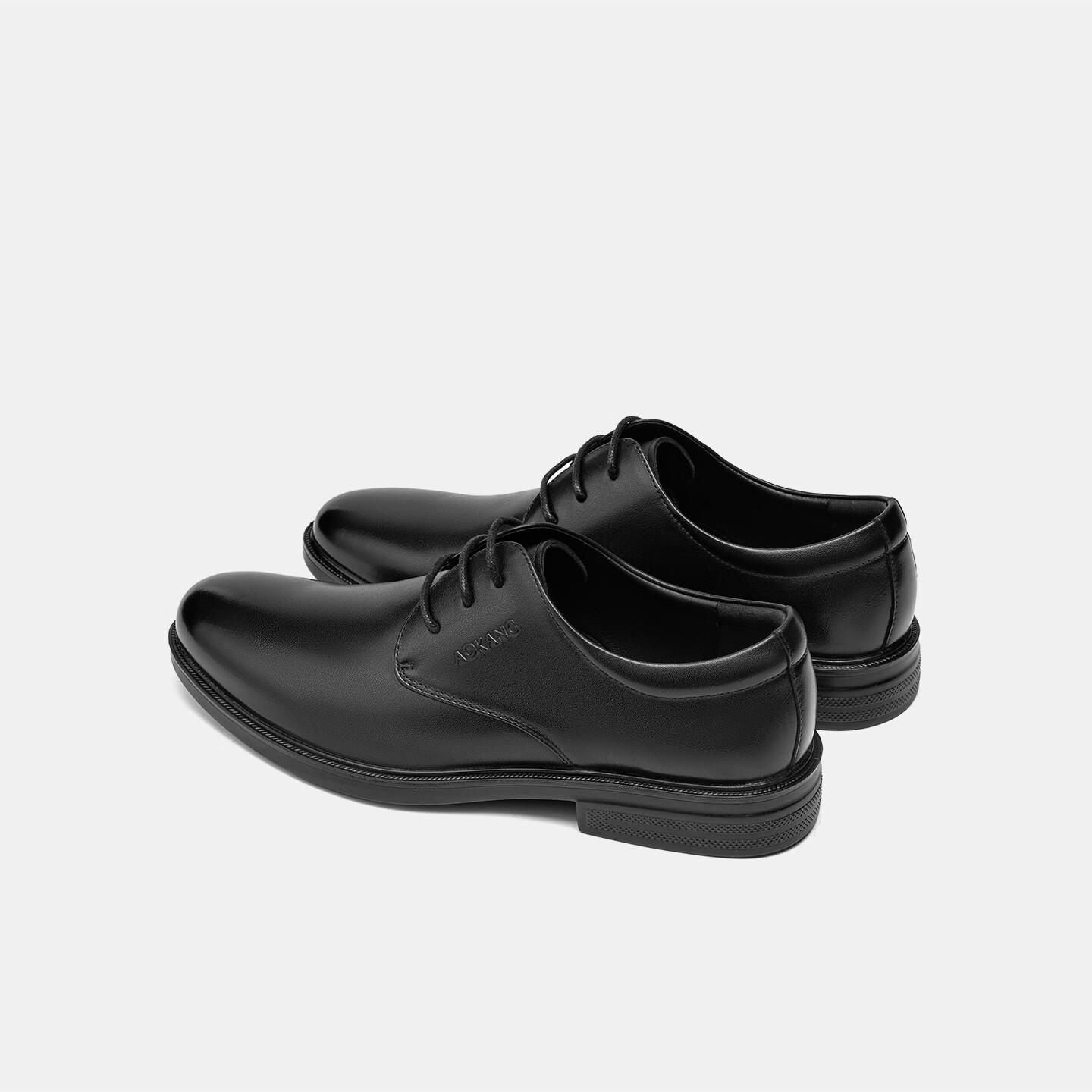 Aokang Men's Shoes, Autumn New Business Formal Wear, Top-Grain Leather, Comfortable Lace-Up Dress Shoes, Black, Size 43