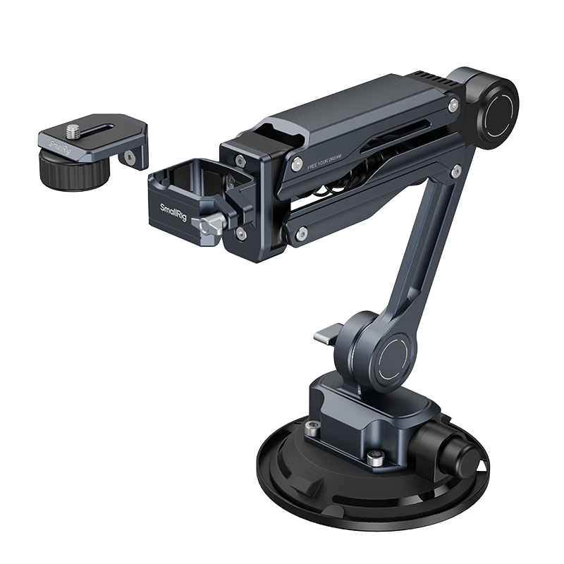 SmallRig Car Mini Shock Absorber Arm Suction Mount for Pocket3 Action5Pro Sports Camera Vlog Expansion Accessory Mini Vibration Dampener for Vehicle Shooting