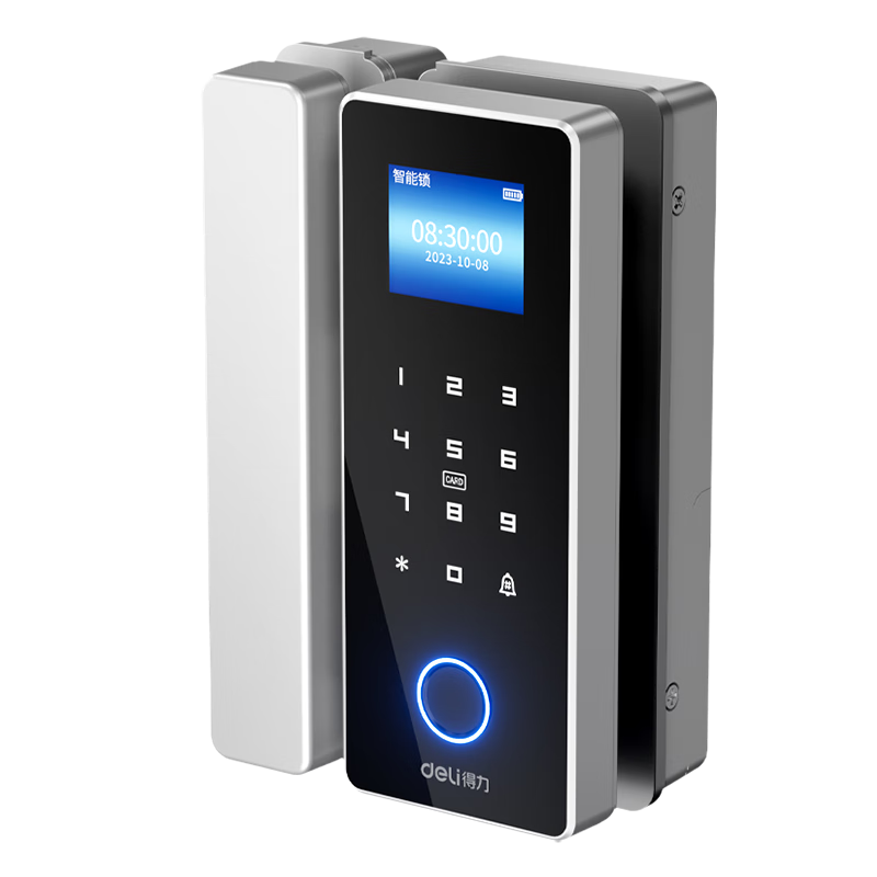 Deli Glass Door Lock Attendance Access Control Fingerprint Password Lock Office Indoor Glass Door Smart Lock Bluetooth Connection Mini Program Management AL195