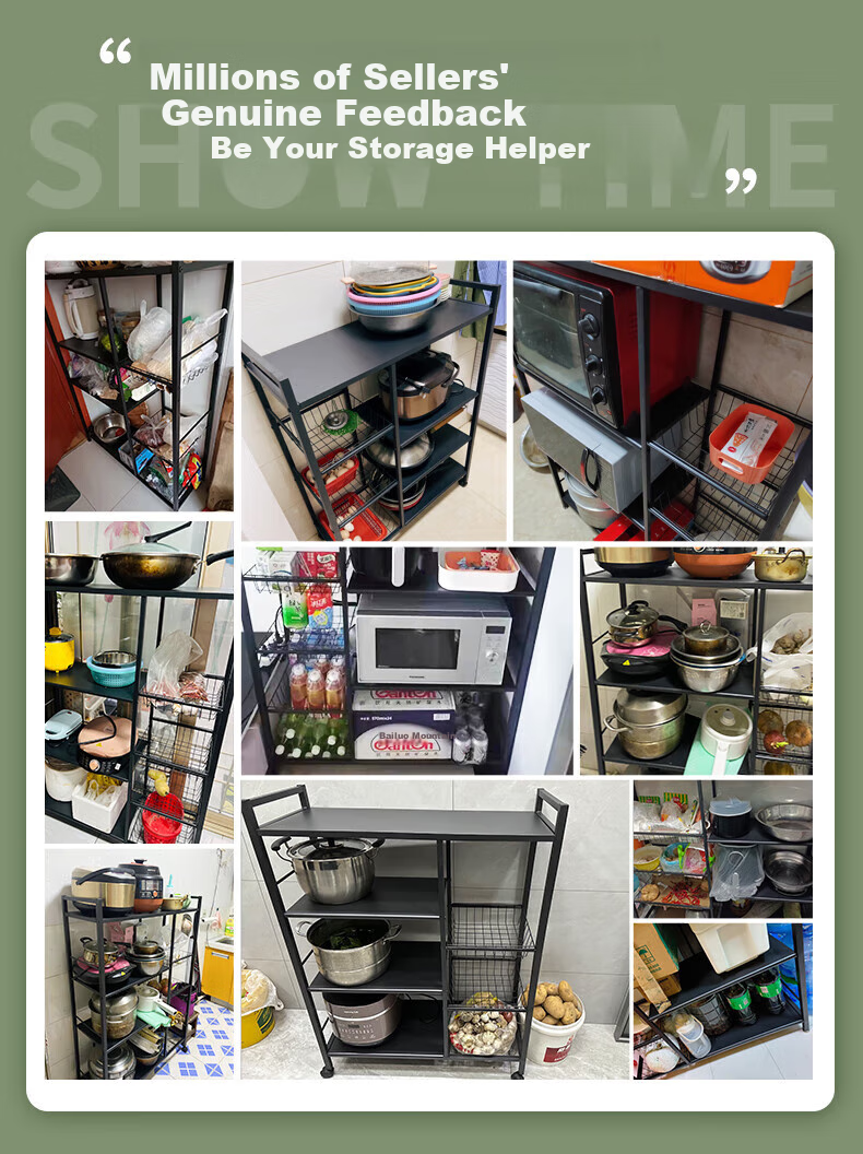 Quanpinwu Kitchen Storage Rack, Floor-Standing Multifunctional Utensil Shelf, Storage Organizer for Home, Fruit And Vegetable Basket, Storage Rack, 349 1