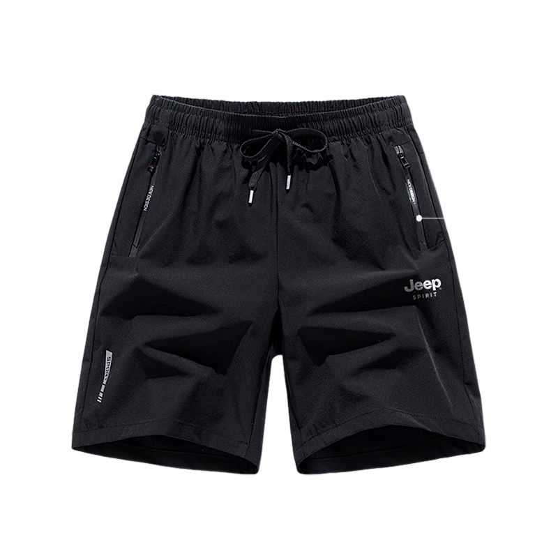 JEEP SPIRIT Men's Summer Ice Silk Cool Loose Fit Five-Point Shorts Lightweight Casual Sports Pants Black L