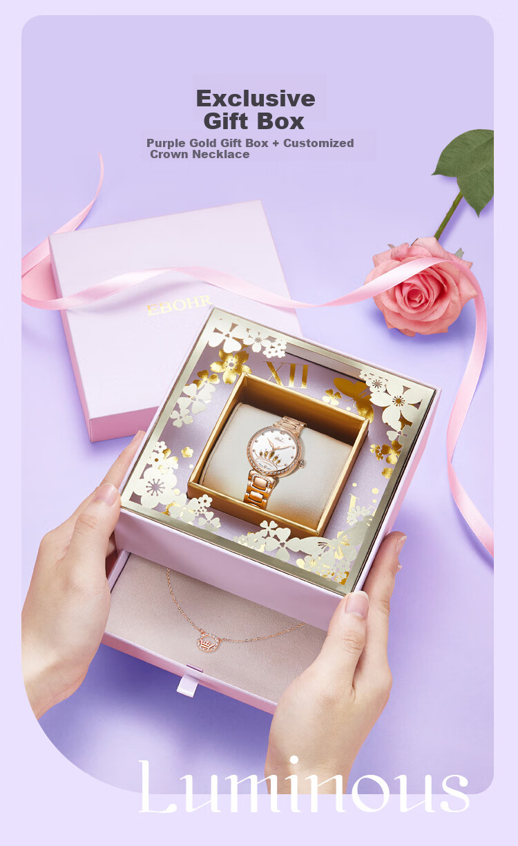 EBOHR Women's Watch, Butterfly Love Flower Crown Skeleton Ladies Mechanical Watch, Birthday Mid-Autumn Festival Gift, 36530120, for Girlfriend 3