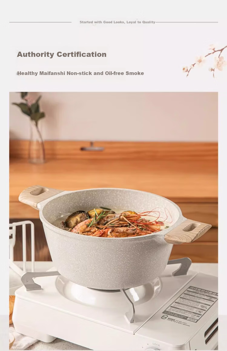 CaROTE Maifanshi Non-Stick Titanium Pot, Stew Pot for Home Use, Milk Pot, Suitable for Induction And Gas Cooktops, for Frying, Stir-Frying, Steaming, Cooking Porridge And Noodles, 24cm 4