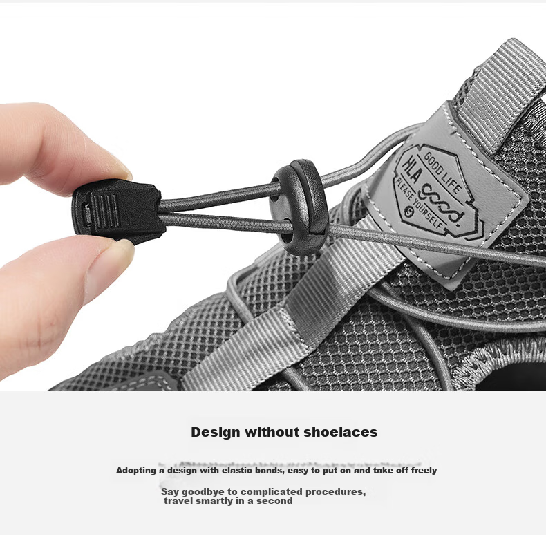 HLA Men's Shoes, Summer Breathable Casual Shoes, Men's Outdoor Shoes, Versatile Sandals, K030 Gray, Size 42 8
