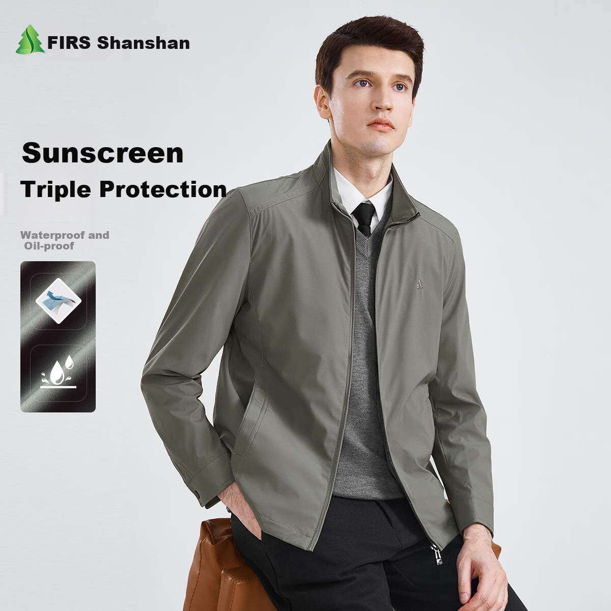 FIRS [Triple-Protection Fabric] Men's Jacket, Spring And Autumn 2026, High-End Commuter Stand-Collar, Middle-Aged And Young Dad Menswear