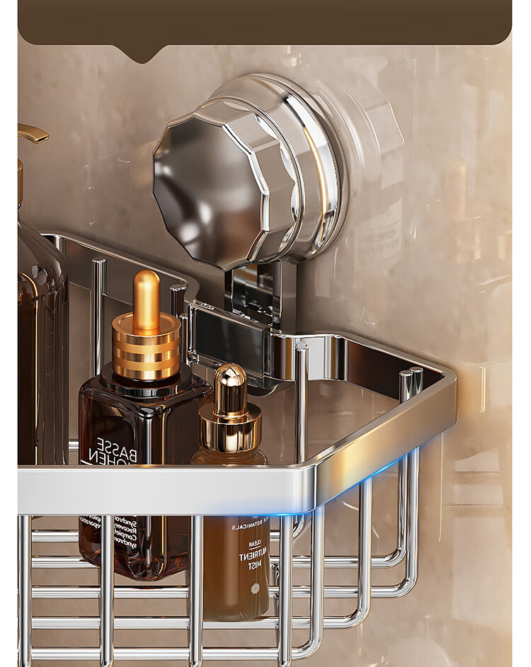 Gongxun Bathroom Suction Cup Shelf, Toilet Triangle Rack, No Drilling Required, Wall-Mounted, Washroom Corner Shelf 3