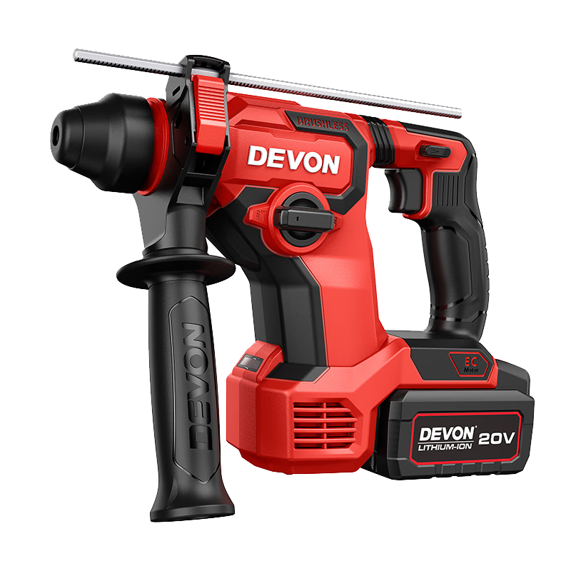 Devon 20V Lithium Brushless Cordless Hammer Drill Impact Concrete Tile Light Hammer Drill Dual Function 5408 Dual Battery 4.0 Fast Charge