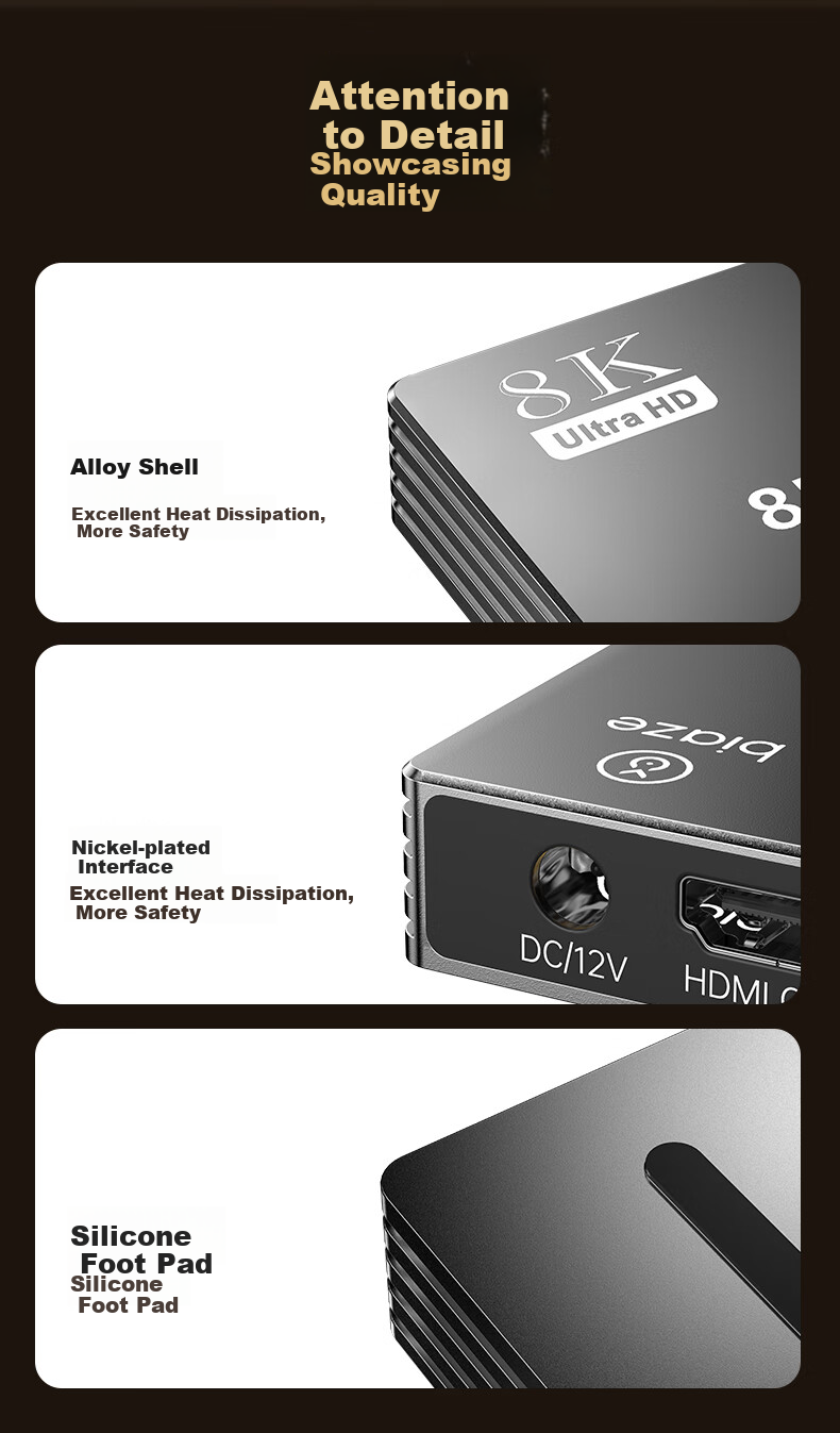 BIAZE HDMI 2.1 Splitter, One to Four 8K 60Hz, Video Splitter for Laptop, TV Box to Connect TV, Monitor, Projector Screen Mirroring Display 13
