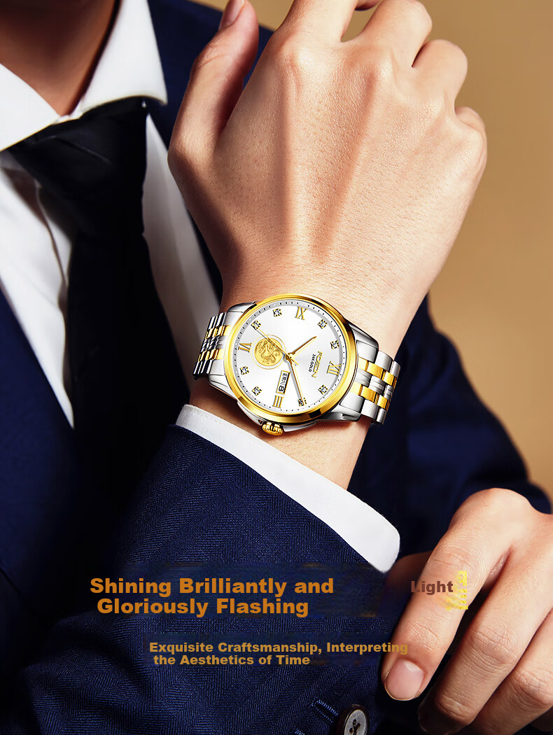 ROS DN (ROSDN) Auspicious Dragon Fortune-Bringing 999 Pure Gold Coin Calendar, Waterproof Fully Automatic Mechanical Men's Watch, Birthday Gift for Men, Present for Husband 7