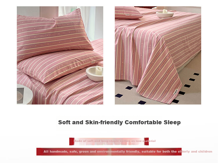 Wuyinliangpin Pure Cotton Coarse Linen Cool-Feeling Bed Sheet Single Piece, All-Cotton Double Bed Sheet Bedding, 230*245cm 3