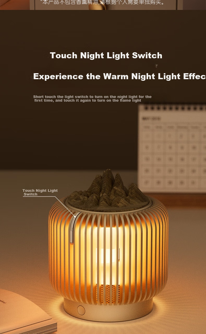Kuangxiang Aroma Diffusing Bluetooth Speaker, Sound Atmosphere Lamp Flame Lamp Solid Wood Fragrance Dispenser for Living Room Bedroom Study Decoration, Birthday Mid-Autumn Festival Gift for Boyfriend Girlfriend 2