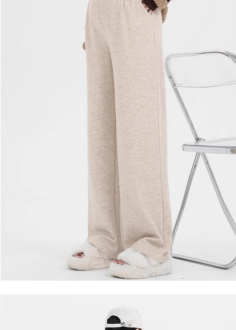 Sidoo Maternity Pants Spring Autumn Wide Leg Pants Non-Belly Support Fleece Lined Plus Size XL Oatmeal 14