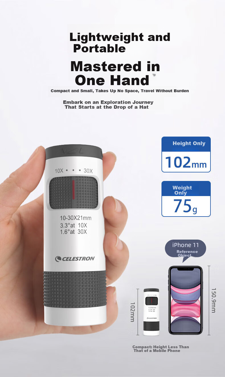 Xingtelang Natural 10-30 Black Infinite Zoom High Magnification Lightweight Portable Professional Single-Tube Smartphone Telescope Gift 5