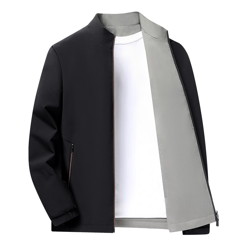 FIRS Reversible Wrinkle-Resistant Men's Jacket Spring Autumn New Business Casual Stand Collar Short Workwear Coat for Dad