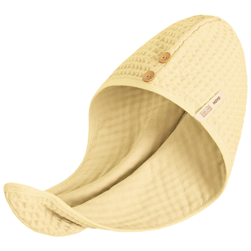 HOYO Japanese Andean Cotton Hair Drying Cap, Skin-Friendly, Absorbent, Quick-Drying Towel, Head Wrap, Shower Cap, Hair Drying Towel, Single Piece, Cream Yellow
