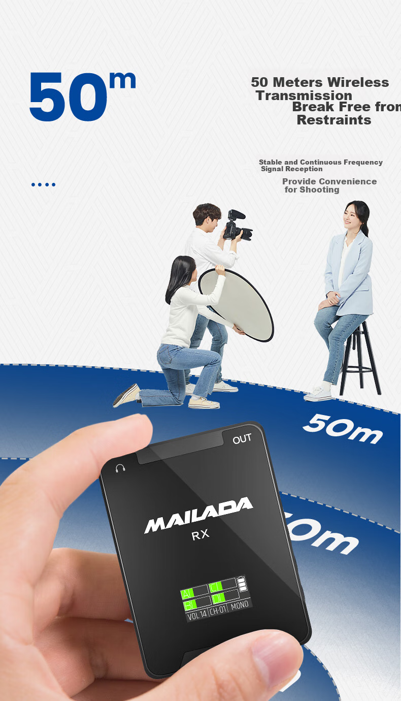 Mailada S900Q Wireless Lavalier Microphone, Wireless Microphone Clip-On, Mobile Phone Live Streaming Speaker Equipment, DSLR Camera Sound Pickup Microphone, One-To Interview Microphone, Recording Microphone 9