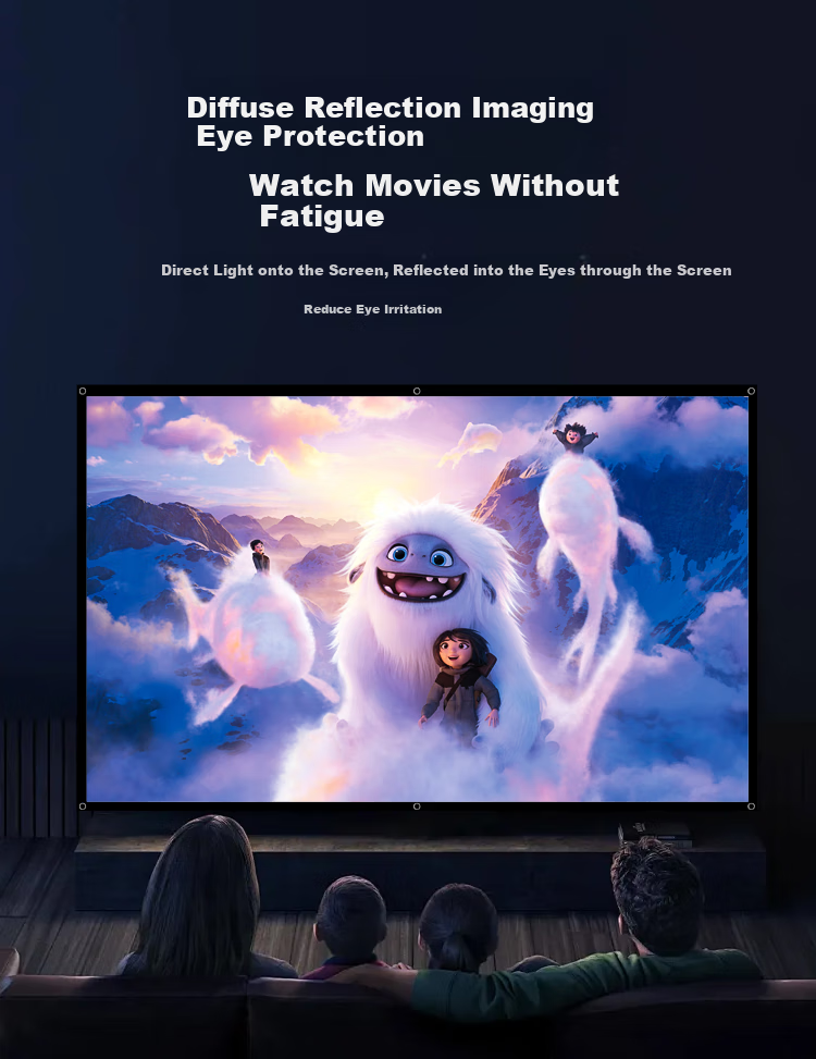 HAILE 100-Inch White Plastic Thickened Projection Screen 16:9 Wall-Mounted Bracket No Drilling Required Light-Resistant High-Definition Home Compatible with Jmgo, Xgimi, Xiaomi, Dangbei, Epson And Others 5