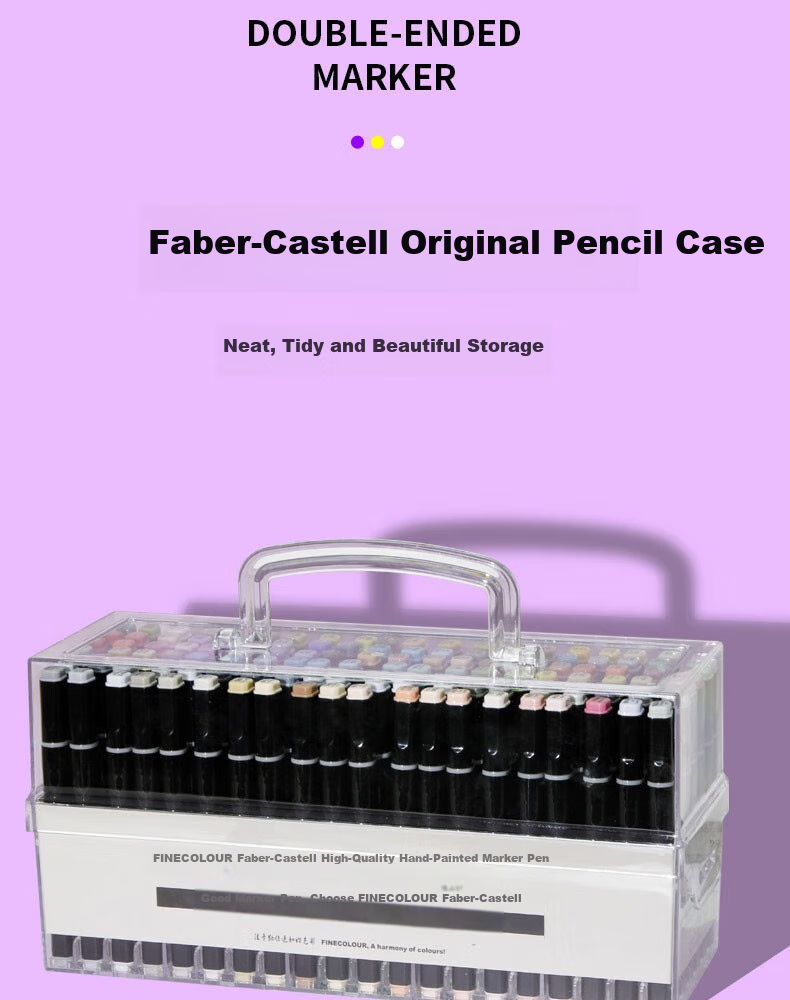 FINECOLOUR 5th Generation Alcohol-Based Dual-Tip Markers, 120 Colors Standard Pencil Case Set (With Base), Art Sketching Watercolor Pens 7