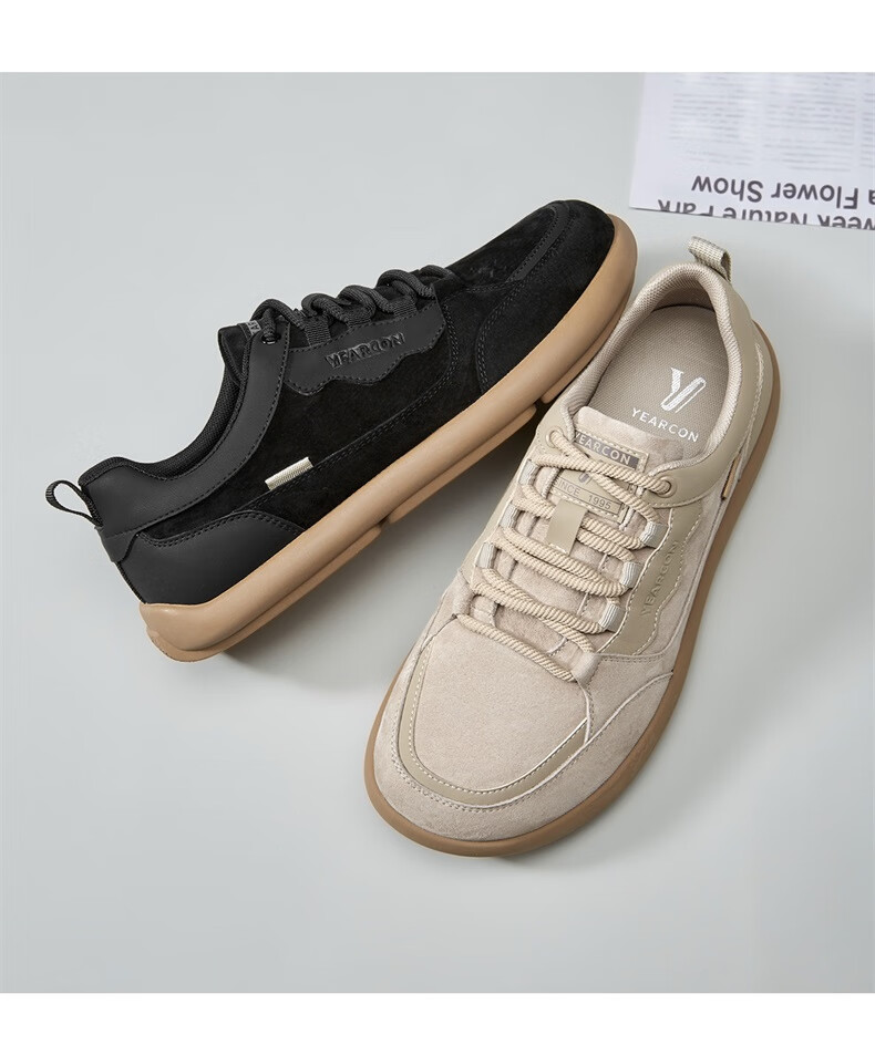 Yierkang Men's Shoes, Retro Casual Dexun Shoes, Workwear Soft-Soled Sneakers, 97052W, Black, Size 39 2